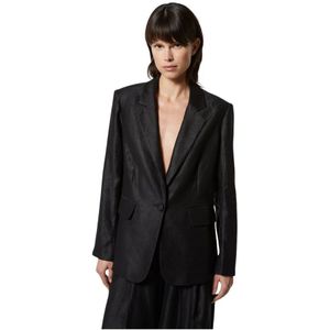 Silvian Heach, Dames, Jassen, Zwart, Maat: XS Linnen,
