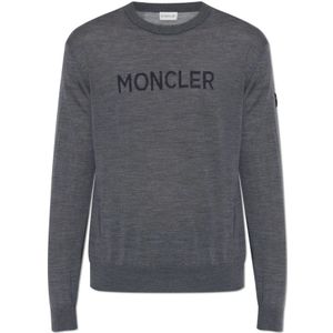 Moncler Trui met logo , Gray , Heren , Maat: M