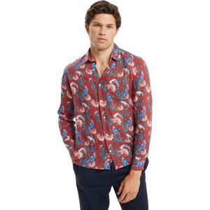 Peninsula, Heren, Overhemden, Rood, Maat: M Linnen,