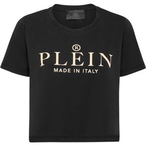 Philipp Plein, Dames, Tops, Zwart, Maat: S Katoen,