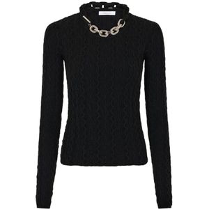 Rabanne, Dames, Truien, Zwart, Maat: S Wol,