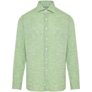 Alessandro Gherardi, Heren, Overhemden, Groen, Maat: 2XL Linnen,