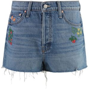 Mother, Dames, Korte broeken, Blauw, Maat: W26 Denim,
