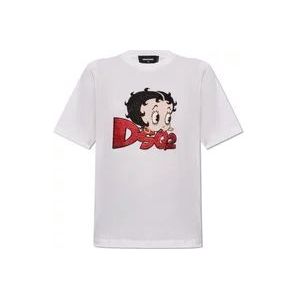 Dsquared2 T-shirt met logo , White , Dames , Maat: XS
