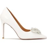Kazar - Witte Pumps - Leer - Glinsterende Bloem