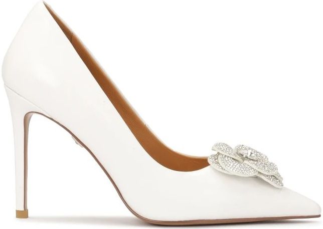 Kazar - Witte Pumps - Leer - Glinsterende Bloem