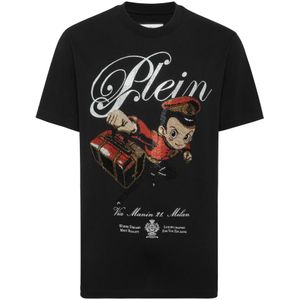 Philipp Plein, Heren, Tops, Zwart, Maat: L Katoen,