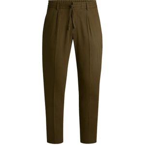 Hugo - Taps Toelopende Broek - Groen - Heren - Linnen Blend