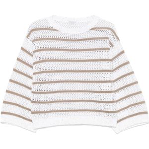 Brunello Cucinelli - Trui met Paillettendetails - Wit - Dames