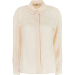 Fendi, Dames, Blouses & Shirts, Beige, Maat: S Zijde,