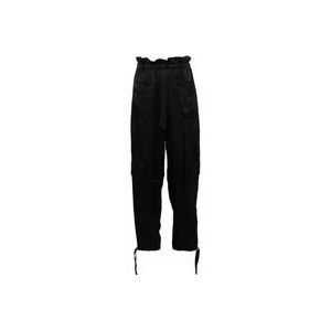 Ganni Cargo Broek met Zakken , Black , Dames , Maat: XL