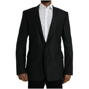 Dolce & Gabbana, Heren, Jassen, Zwart, Maat: 2XL Zijde,