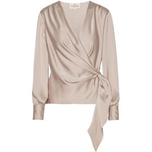 Karmamia, Dames, Blouses & Shirts, Beige, Maat: XS Satijn,