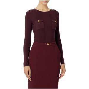 Elisabetta Franchi, Dames, Tops, Rood, Maat: S Zijde,