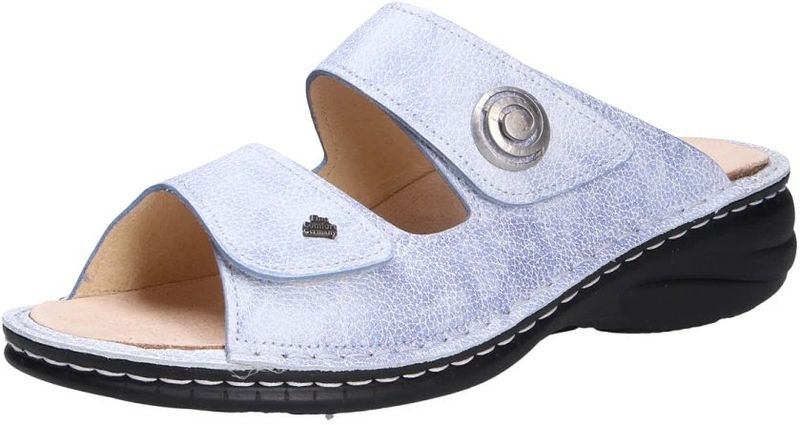 Finn Comfort - Sleehak Sandalen - Blauw - Glad Leer - Verstelbare Klittenbandsluitingen