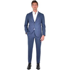 Boglioli, Heren, Pakken, Blauw, Maat: M Leer,
