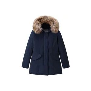 Woolrich Blauwe Melton Synthetische Parka voor Dames , Blue , Dames , Maat: M