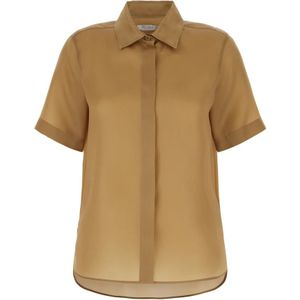 Max Mara, Dames, Blouses & Shirts, Beige, Maat: M Zijde,