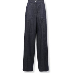 Max Mara, Dames, Broeken, Blauw, Maat: S Wol,