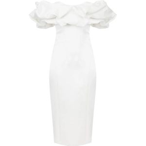 Elisabetta Franchi, Dames, Jurken, Wit, Maat: XS Wol,