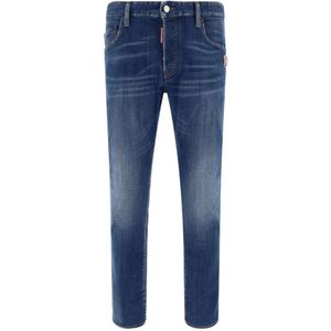 Dsquared2 Skinny Katoenen Jeans met Riemlussen , Blue , Heren , Maat: 2XL