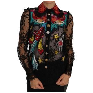 Dolce & Gabbana - SPACE - Blouse - Zwart - Lange Mouwen - Versierd