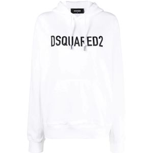 Dsquared2, Dames, Sweatshirts & Hoodies, Wit, Maat: L Katoen,
