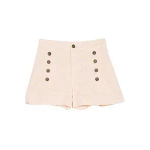 Twinset Roze Katoenen Knoop Shorts , Pink , Dames , Maat: W30