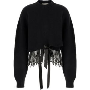 Alberta Ferretti, Dames, Truien, Zwart, Maat: S Zijde,