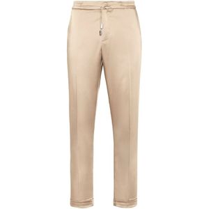 Philipp Plein, Heren, Broeken, Beige, Maat: L Satijn,