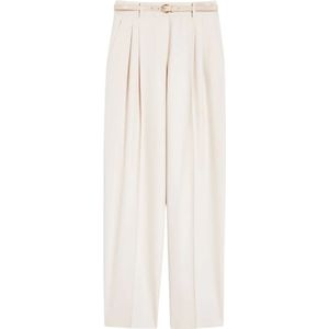 Max Mara Studio, Dames, Broeken, Beige, Maat: S Wol,