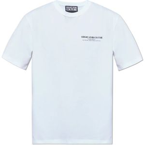 Versace Jeans Couture - T-shirt - Wit - Katoen - Met Bedrukt Logo