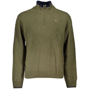 Half Zip - Gebreide Sweater - Groen - Regular Fit - Lange Mouwen