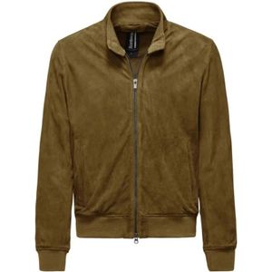 BomBoogie, Heren, Jassen, Groen, Maat: S Leer,