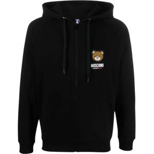 Moschino, Heren, Sweatshirts & Hoodies, Zwart, Maat: S Katoen,