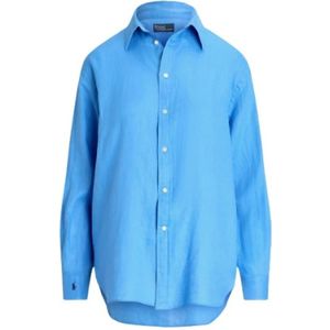 Polo Ralph Lauren, Dames, Blouses & Shirts, Blauw, Maat: S Linnen,