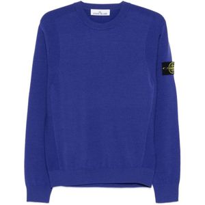 Stone Island, Heren, Truien, Blauw, Maat: M Wol,