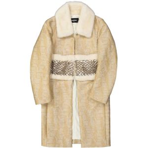 Dsquared 2 - Single-Breasted Jas - Beige - Nerts Bont - Volledig Gevoerd