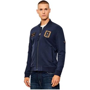 Aeronautica Militare, Heren, Sweatshirts & Hoodies, Blauw, Maat: S Katoen,