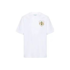 Casablanca Klassieke Crew Neck Bedrukte T-shirts en Polos , White , Heren , Maat: L