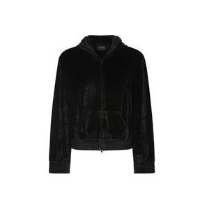 Balenciaga Zwarte Fitted Zip Up Hoodie Sweaters , Black , Heren , Maat: M