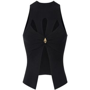Elisabetta Franchi, Dames, Tops, Zwart, Maat: L Zijde,