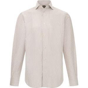 Boggi Milano - Overhemd - Beige/Wit - Gestreept - Lange Mouw