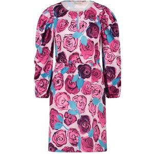 Jurk - Roze - 100% Gerecycled Polyester - Lange Mouwen - All-Over Rozenprint