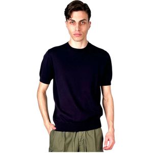 Paolo Pecora, Heren, Tops, Blauw, Maat: M Katoen,