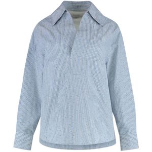 Bottega Veneta, Dames, Blouses & Shirts, Blauw, Maat: 2XS Katoen,