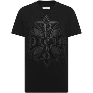 Philipp Plein, Heren, Tops, Zwart, Maat: L Katoen,