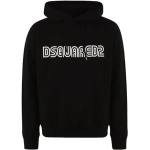 Dsquared2, Heren, Sweatshirts & Hoodies, Zwart, Maat: M