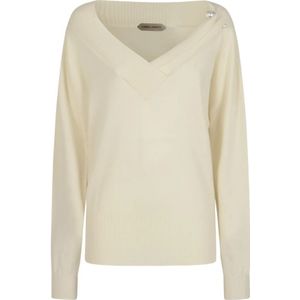 Alberta Ferretti, Dames, Truien, Wit, Maat: L Kasjmier,