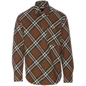 Burberry, Heren, Overhemden, Bruin, Maat: M Katoen,
